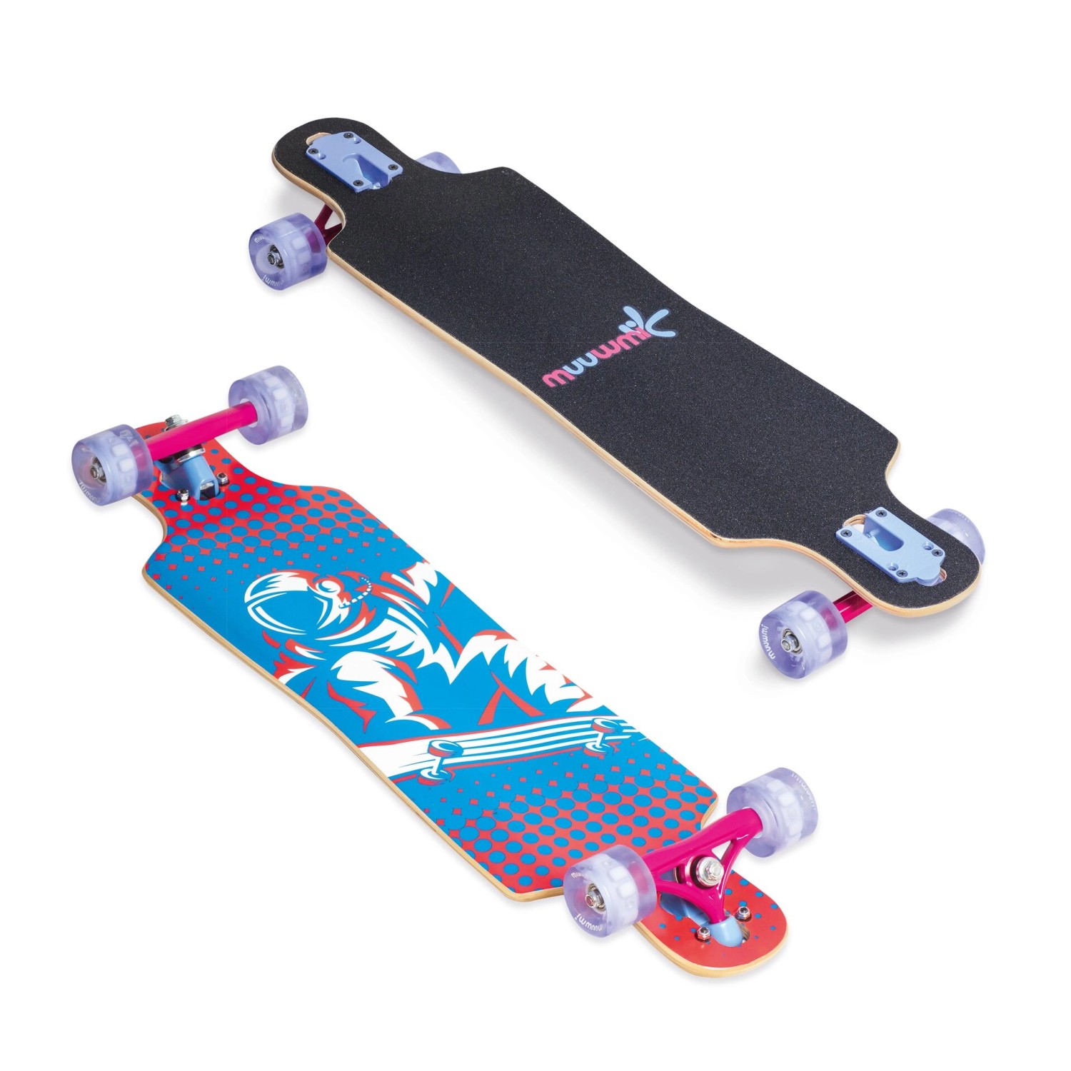 Muuwmi Longboard Compact Space LED- Leuchtrollen ABEC 7 Deck 83x22 cm 5,5 Zoll FOX Aluminium Trucks Rollen 60x45 mm Muuwmi Longboard Compact Space LED- Leuchtrollen ABEC 7 Deck 83x22 cm 5,5 Zoll FOX Aluminium Trucks Rollen 60x45 mm von muuwmi