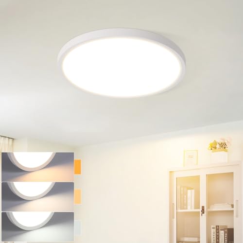 muyuua Deckenlampe LED Deckenleuchte Flach - Rund Badezimmerlampe 18CM IP44 Wasserdicht Badlampe Küchenlampe Decke Weiß Flurlampe 15W Augenschutz 3000K/4000K/6500K Schlafzimmerlampe für Bad Küche Flur muyuua Deckenlampe LED Deckenleuchte Flach - Rund Badezimmerlampe 18CM IP44 Wasserdicht Badlampe Küchenlampe Decke Weiß Flurlampe 15W Augenschutz 3000K/4000K/6500K Schlafzimmerlampe für Bad Küche Flur von muyuua