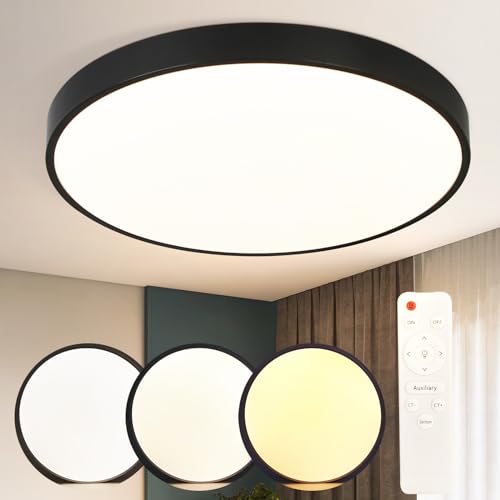 muyuua Deckenlampe LED Deckenleuchte Badezimmer - Dimmbar mit Fernbedienung Badezimmerlampe flach Ø22CM 18W deckenleuchten rund RGB Küchenlampe Flurlampe IP54 für wohnzimmer Bad schlafzimmer von muyuua