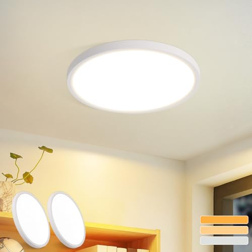 muyuua Deckenlampe LED Deckenleuchte Flach - Rund Badezimmerlampe 18CM IP44 Wasserdicht Badlampe Küchenlampe Decke Weiß Flurlampe 15W Augenschutz 3000K/4000K/6500K Schlafzimmerlampe für Bad 2ER muyuua Deckenlampe LED Deckenleuchte Flach - Rund Badezimmerlampe 18CM IP44 Wasserdicht Badlampe Küchenlampe Decke Weiß Flurlampe 15W Augenschutz 3000K/4000K/6500K Schlafzimmerlampe für Bad 2ER von muyuua