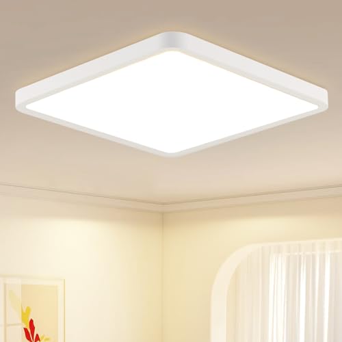 muyuua Deckenlampe LED Deckenleuchte Flach - Schlafzimmerlampe 23CM Badezimmerlampe 18W Küchenlampe Eckig Schlafzimmer Deckenbeleuchtung Flurlampe Decke Badlampe 4000K für Badezimmer Küche Flur von muyuua