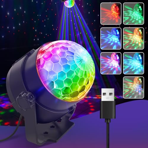 muyuua Discolicht Partylicht Discokugel LED - Disco Ball Musikgesteuert mit USB Discolicht Kugel Kind mit Kabel Zuhause 360° Rotierende Party Licht 7 RGB für Kinderzimmer muyuua Discolicht Partylicht Discokugel LED - Disco Ball Musikgesteuert mit USB Discolicht Kugel Kind mit Kabel Zuhause 360° Rotierende Party Licht 7 RGB für Kinderzimmer von muyuua