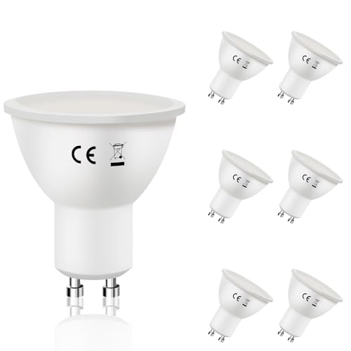 muyuua Gu10 Modern Kaltweiss Glühbirne - 6W 5000K 498LM Lampe Ersetzt 60W Birnen Abstrahlwinkel 110°Spot Energiesparlampe Leuchtmittel Nicht Dimmbar AC 220V-240V Reflektorlampen 6 pack von muyuua