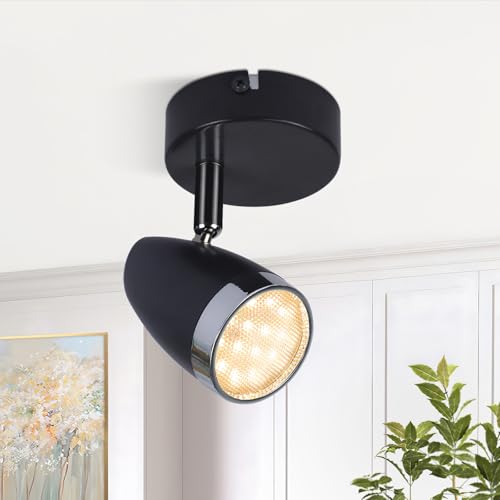 muyuua LED Deckenstrahler 1 Flammig Deckenleuchte: Strahler 4W Modern Deckenlampe Spot Metallic Grau 350° Drehbar Flurlampe 3000K Warmweiß Decke Innen Deckenspot für Küche Wohnzimmer Galerie von muyuua