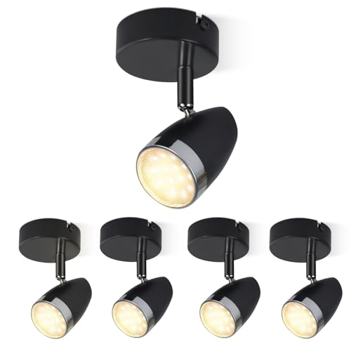 muyuua LED Deckenstrahler 1 Flammig Deckenleuchte: Strahler 5er 4W Modern Deckenlampe Spot Metallic Grau 350° Drehbar Flurlampe 3000K Warmweiß Decke Innen Deckenspot für Küche Wohnzimmer Galerie von muyuua