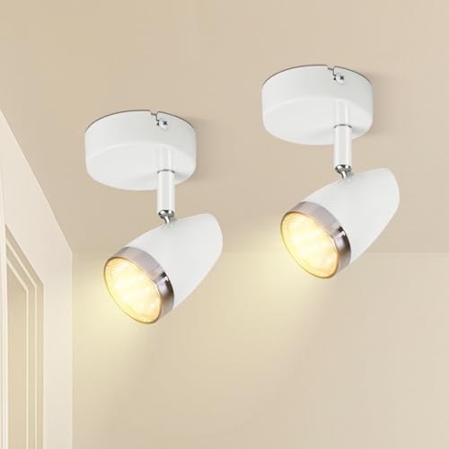 muyuua LED Deckenstrahler 1 Flammig Strahler: 2er 4W Weiß Deckenleuchte Modern Deckenlampe Spot350° Schwenkbar Spotlight 3000K Warmweiß Ceiling Innen Deckenspot für Küche Wohnzimmer Schlafzimmer muyuua LED Deckenstrahler 1 Flammig Strahler: 2er 4W Weiß Deckenleuchte Modern Deckenlampe Spot350° Schwenkbar Spotlight 3000K Warmweiß Ceiling Innen Deckenspot für Küche Wohnzimmer Schlafzimmer von muyuua