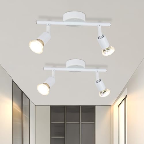 muyuua LED Deckenstrahler 2 Flammig Deckenlampe: GU10 2er 6W Ceiling Modern 350° Schwenkbar Deckenleuchte Spot Weiß 3000K Warmweiß Strahler Flurlampe Innen Deckenspot für Küche Wohnzimmer Schlafzimmer muyuua LED Deckenstrahler 2 Flammig Deckenlampe: GU10 2er 6W Ceiling Modern 350° Schwenkbar Deckenleuchte Spot Weiß 3000K Warmweiß Strahler Flurlampe Innen Deckenspot für Küche Wohnzimmer Schlafzimmer von muyuua