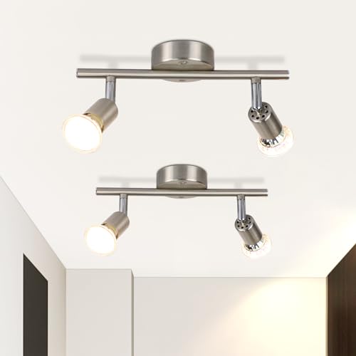 muyuua LED Deckenstrahler 2 Flammig Deckenleuchte: 6W 2er GU10 Modern 350° Schwenkbar Deckenlampe Spot 3000K Warmweiß Strahler 2er Spotlight Decke Innen Deckenstrahl für Küche Wohnzimmer Schlafzimmer muyuua LED Deckenstrahler 2 Flammig Deckenleuchte: 6W 2er GU10 Modern 350° Schwenkbar Deckenlampe Spot 3000K Warmweiß Strahler 2er Spotlight Decke Innen Deckenstrahl für Küche Wohnzimmer Schlafzimmer von muyuua