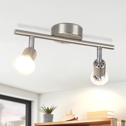 muyuua LED Deckenstrahler 2 Flammig Deckenleuchte: 6W GU10 Modern 350° Schwenkbar Deckenlampe Spot 3000K Warmweiß Strahler Spotlight Decke Innen Deckenstrahl für Küche Wohnzimmer Schlafzimmer von muyuua
