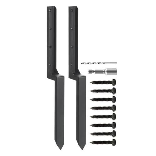 2 Stück Zaunpfosten Reparaturpfähle Anker Erdspieß Heavy Duty Stahl für Reparatur gekippter gebrochener Holz Zaunpfosten von muzoira