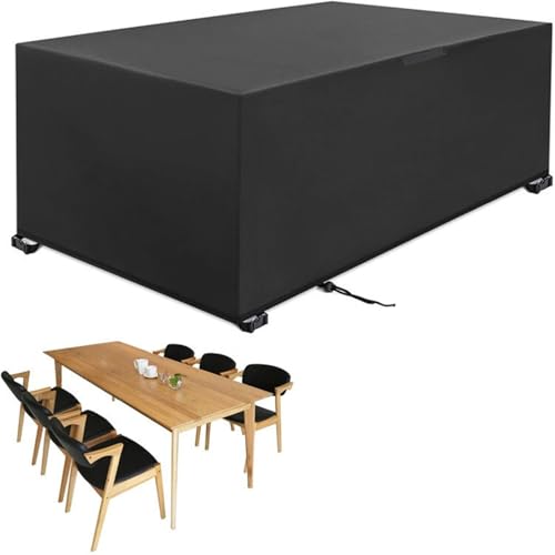 Abdeckung für Terrassenmöbel, 242 x 162 x 100 cm, amerikanischer Garten, wasserdicht, für Outdoor-Tische und Stühle, Staubschutz, modern, einfach, schwarz, 210D silberbeschichteter Stoff von muzoira