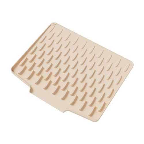 Große Silikon-Abtropfmatte – rutschfeste, faltbare Abtropfmatte für Geschirr und Utensilien (Beige, 36–28 cm) von muzoira