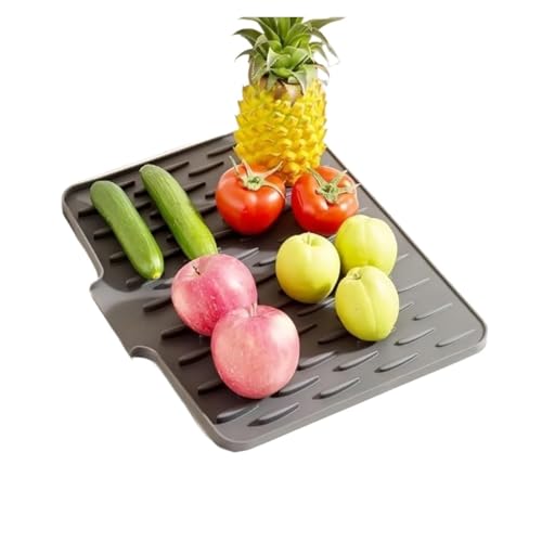 Große Silikon-Abtropfmatte – rutschfeste, faltbare Abtropfmatte für Geschirr und Utensilien (Beige, 40–30 cm) von muzoira