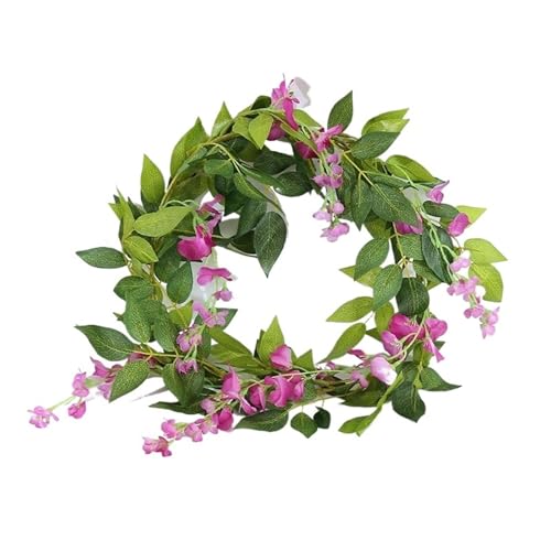 Künstliche Glyzinien-Ranke, künstliche Rattan-Girlande für Wand, Hochzeit, Bogendekoration, Rosarot, 2 m von muzoira