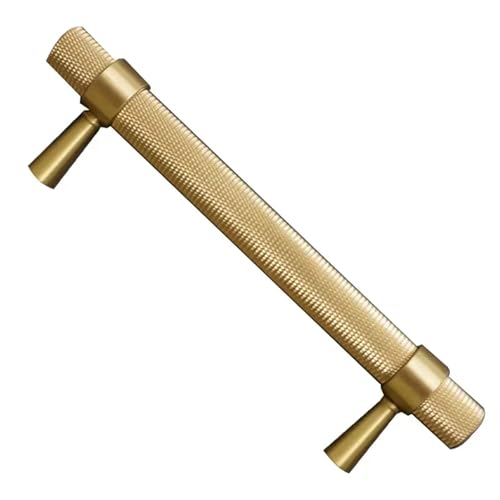 Lange gerändelte T-Griffe aus massivem Messing – Multi-Room-Schrank-Schubladengriffe für Küche, Kleiderschrank, Möbel, Hardware (gerändelter Bass) von muzoira