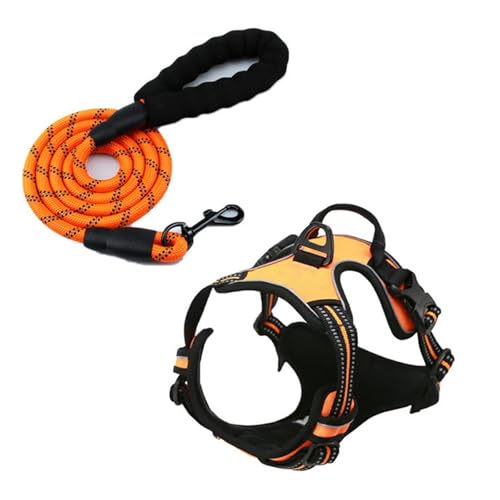 Reflektierendes Hundegeschirr, Westen-Stil, kein Ziehen, für mittelgroße und große Rassen (Orange-Anzug, S) von muzoira