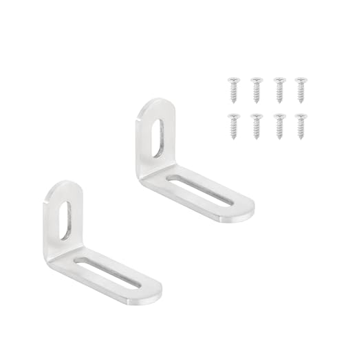 Verstellbare Edelstahl-Eckstreben, robuste 90°-Halterungen für Regale (2er-Pack) (Silber, 51 mm, 2 Stück) von muzoira