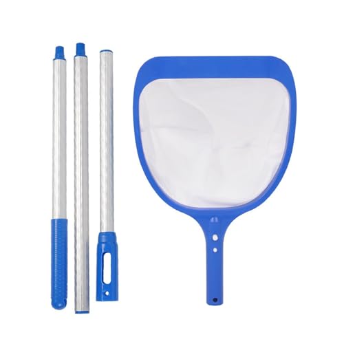 muzoira Leichtes Polypropylen-Skimmer-Stangen-Set – müheloses Pool-Reinigungsset mit tiefem Netz für Blätter und Schmutz (Bluenet3-teilige Spleißstange) von muzoira