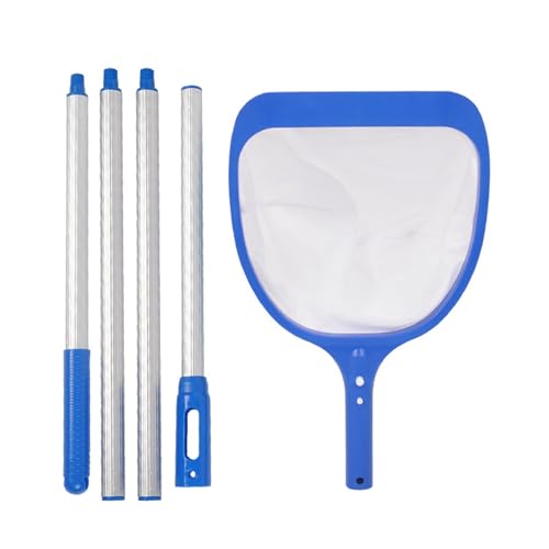 muzoira Leichtes Polypropylen-Skimmer-Stangen-Set – müheloses Pool-Reinigungsset mit tiefem Netz für Blätter und Schmutz (Bluenet4-teilige Spleißstange) von muzoira