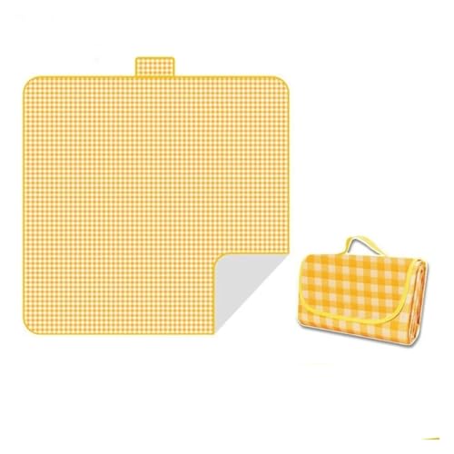 muzoira Picknickdecke, Strandmatte, 150 x 200 cm, sanddicht, wasserdicht, tragbar für Camping, Reisen, Outdoor, drinnen (gelb) von muzoira