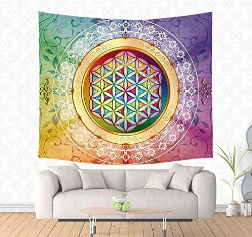 mvbmbbc Blume des Lebens hängen Wandteppiche personalisierte Wandteppich dekorative Wandbehang Decke Teppich Yoga Matte Inneneinrichtungen [Zubehör senden] von mvbmbbc