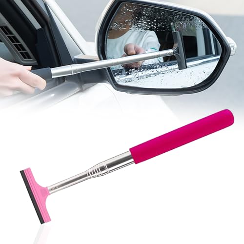 Auto Rückspiegelwischer, Teleskop Spiegelwischer mit 98cm Verstellbarer Langer Stange, Auto Rückspiegel Wischer und Einziehbar Fensterwischer für Spiegelglas Regenwasser Nebel (Rosa) von mvorry