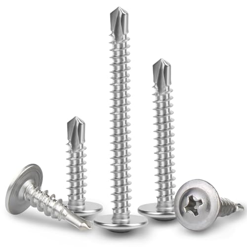 60 Stück M4.2x50mm Edelstahl Blechschrauben, Selbstschneidende Schrauben Metall, Blechschrauben Selbstschneidend,Hochfeste 410 Edelstahl Selbstschneidend Blechschrauben,Selbstschneidend Bohrschrauben von mvorry