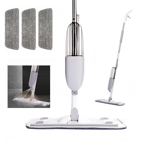 Mikrofaser Spray Mops für Bodenreinigung, Flacher Mop mit 3 waschbaren Pads, Staubmop mit 350ml nachfüllbarer Flasche für Küche Holz Boden Hartholz Laminat Keramikfliesen Mikrofaser Spray Mops für Bodenreinigung, Flacher Mop mit 3 waschbaren Pads, Staubmop mit 350ml nachfüllbarer Flasche für Küche Holz Boden Hartholz Laminat Keramikfliesen von mvuenleyog