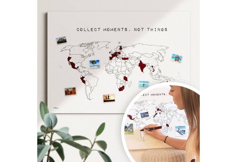 mw Leinwandbild Meine Weltkarte: Markiere deine bereisten Orte - handmade in Germany mw Leinwandbild Meine Weltkarte: Markiere deine bereisten Orte - handmade in Germany von mw