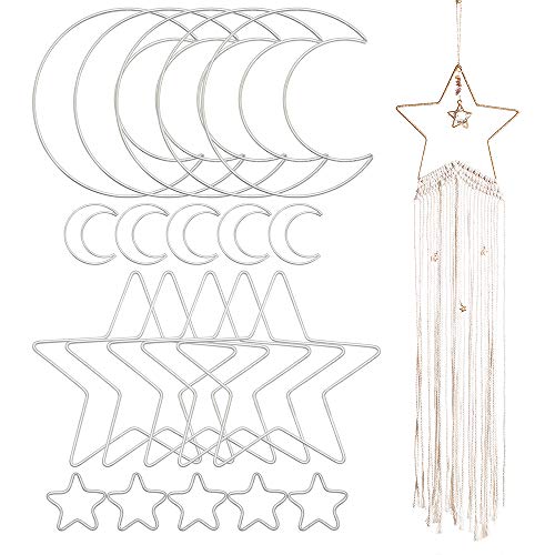 20 Stück Mond Stern Traumfänger Metall Ringe Kreis Makramee für DIY Handwerk Traumfänger Herstellung Zuhause Wandbehang Projekte Kranz Dekoration 20 Stück Mond Stern Traumfänger Metall Ringe Kreis Makramee für DIY Handwerk Traumfänger Herstellung Zuhause Wandbehang Projekte Kranz Dekoration von mwellewm