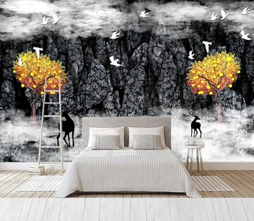 mxgbkudhfk Retro abstrakte Wolken- und Nebel-Geldbaum-TV-Hintergrund-Wanddekorationsmalerei*400 cm x 280 cm (157,4 x 110,2 Zoll) Wandbild – Poster – Foto – Tapete – Tapete von mxgbkudhfk