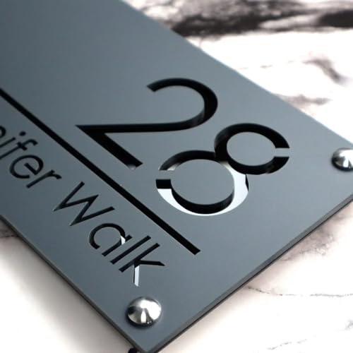 MXN Hausnummernschild mit Laserschnitt, personalisierbar, modernes Hausnummernschild, modernes 3D-Acryl, personalisierbar, Schwarz / silberfarben MXN Hausnummernschild mit Laserschnitt, personalisierbar, modernes Hausnummernschild, modernes 3D-Acryl, personalisierbar, Schwarz / silberfarben von mxn