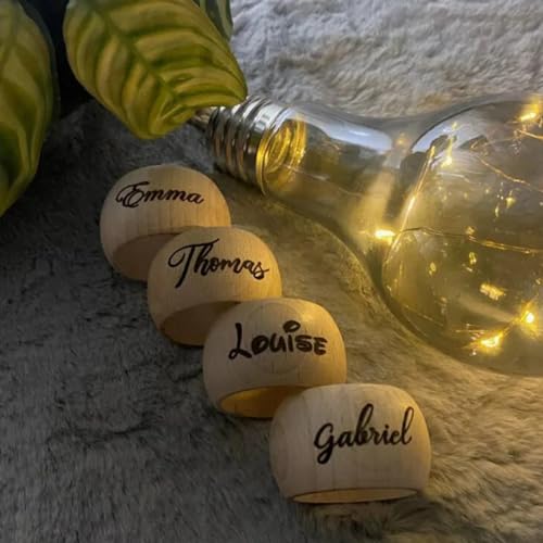 Personalisierte Serviettenringe Holz Mit Gravur,Serviettenhalterung Aus Buchenholz,Personalisiertes Geschenk,für Esszimmer,hochzeit,Jahrestag,Geburtstag,Personalisiertes Geschenk (20 stück) von mxn