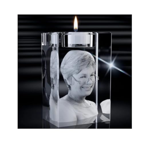 MXN 3D-Foto-Kristall-Kerzenhalter Mit Bild - Personalisierbare 3D-Gravur für Geburtstag, Weihnachten, Muttertag (5 x 8 cm) von mxn
