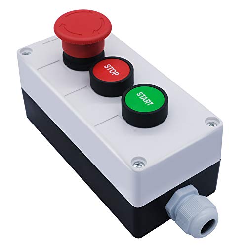 mxuteuk Notausschalter Momentaner Start-Stop Schalter Taster +1NC Roter Pilz Not-Aus-Druckschalter Verriegelungs schalter Stationsbox Drucktastenschalter,HZ-JTSS von mxuteuk