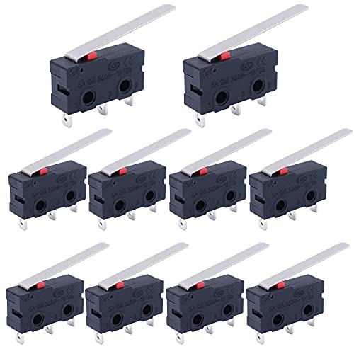 mxuteuk 10 Stücke Mikro schalter Endschalter 5A 125 250V AC SPDT 1NO 1NC Langer gerader Scharnierhebel Armschalter Druckknopf Typ Mikroschalter 3 polig Mini-Mikro-Endschalter KW11-3Z03 von mxuteuk