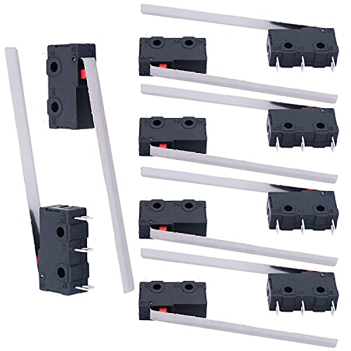mxuteuk 10 Stücke Mikro schalter Endschalter 5A 125 250V AC SPDT 1NO 1NC Sehr langer gerader Scharnierhebel Armschalter Druckknopf Typ Mikroschalter 3 polig Mini-Mikro-Endschalter KW11-3Z04 von mxuteuk
