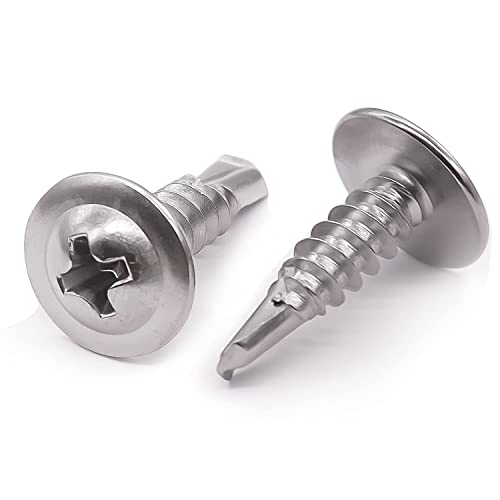 mxuteuk 100Stück #8 blechtreibschrauben selbstschneidend(Länge 1/2"&5/8") Metallselbstbohrende Schraube 410 Edelstahl modifizierte Binder Kopf Blechschrauben Kreuzschlitz Flachkop DE-G022-T von mxuteuk