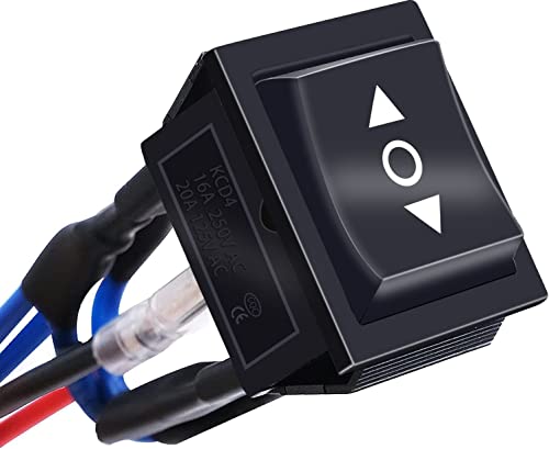 mxuteuk 12V Momentan wippschalter 6polig Motor Polarität Umkehrschalter Steuerung Automatischer Reset Kippschalter 20A 3Position 6Pin (EIN)/AUS/(EIN)DPDT-Motorsteuerung schalter mit Kabel KCD2-223JT-X von mxuteuk