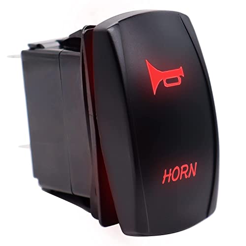 mxuteuk 12V Wasserdicht Horn Wippschalter Momentan kippschalter hupenschalter SPST 5polig Rot LED Licht Beleuchtet Horn schalter EIN/AUS Auto Armaturenbrett Schalter für Boat Marine Car RK1-06N-LB-R von mxuteuk