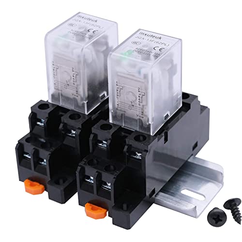 mxuteuk 2 Stück HH52P AC 220V/230V Spulenleistung relais 8Pin 5A DPDT LED Anzeige elektromagnetisches Leistungsrelais Wechsler mit hochwertiger Basis, mit DIN-Schiene geschlitztem Aluminium von mxuteuk
