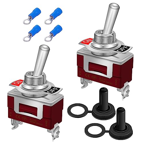 mxuteuk 2 Stück Kippschalter 12V 30A EIN/AUS 2 poliger 2 Positionen SPST wasserdichter Schalter mit wasserdichter Kappe Klemmen für Auto, Boot KL-C101 mxuteuk 2 Stück Kippschalter 12V 30A EIN/AUS 2 poliger 2 Positionen SPST wasserdichter Schalter mit wasserdichter Kappe Klemmen für Auto, Boot KL-C101 von mxuteuk