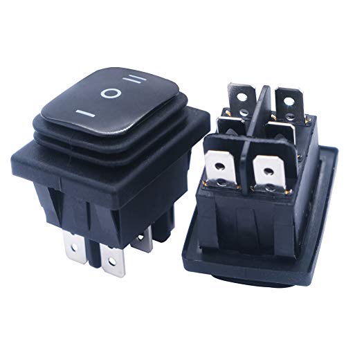 mxuteuk 2 Stücke Schwarz Kippschalter wasserdichte Wippschalter 230V Auto KFZ Schalter 16A/250V 20A/125V 6polig 3Position DPST Ein/Aus/Ein Schalter KCD4 Für Auto Boot KCD4-203N-BK von mxuteuk