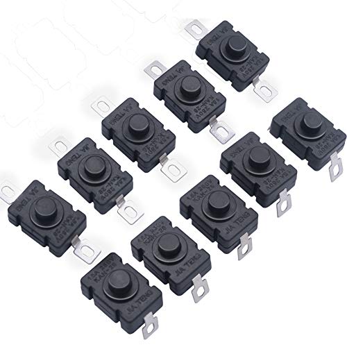 mxuteuk 20pcs Mini Druckschalter,Self-Lock Druckknopfschalter 1,5A AC 250V Mini-Schalter für SMD-Taschenlampe Mini-Ein/Aus-Schalter (10pcs Flachstift mit Loch+10pcs gebogener Stift mit Loch)TC-KAN-28 von mxuteuk