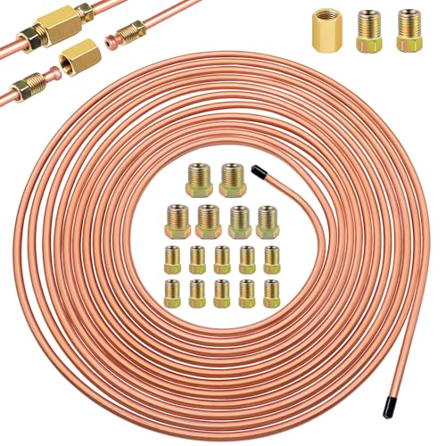 mxuteuk 3/16 Zoll x 25 Fuß Bremsleitungs-Kit flexible Kupferlegierung Bremsleitungsspulen mit 18 umgekehrten Erweiterungsanschlüssen und 1 Stecker nach SAE-Standard von mxuteuk