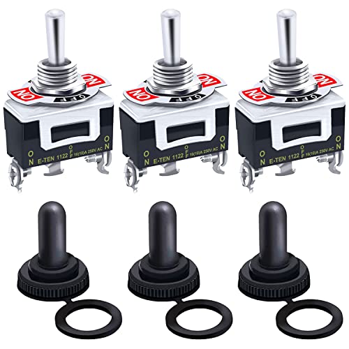mxuteuk 3 Stück Kippschalter Schalter 20A 125 V SPDT 3-poliger 3-poliger EIN/AUS/EIN Hochleistungs-Wippschalter-Schalter mit wasserdicht Metall Schutzkappe Ten-1122-3mz-B103 mxuteuk 3 Stück Kippschalter Schalter 20A 125 V SPDT 3-poliger 3-poliger EIN/AUS/EIN Hochleistungs-Wippschalter-Schalter mit wasserdicht Metall Schutzkappe Ten-1122-3mz-B103 von mxuteuk