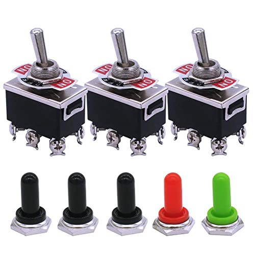 mxuteuk 3 Stück Schwerlast Kippschalter 16A 250V 20A 125V DPDT EIN/AUS/EIN Hochleistungs-Wippkippschalter 6 Klemme 3 Position 5 Stück Metallknopf-Abdeckkappe Wasserdicht, Ten-1322 mxuteuk 3 Stück Schwerlast Kippschalter 16A 250V 20A 125V DPDT EIN/AUS/EIN Hochleistungs-Wippkippschalter 6 Klemme 3 Position 5 Stück Metallknopf-Abdeckkappe Wasserdicht, Ten-1322 von mxuteuk
