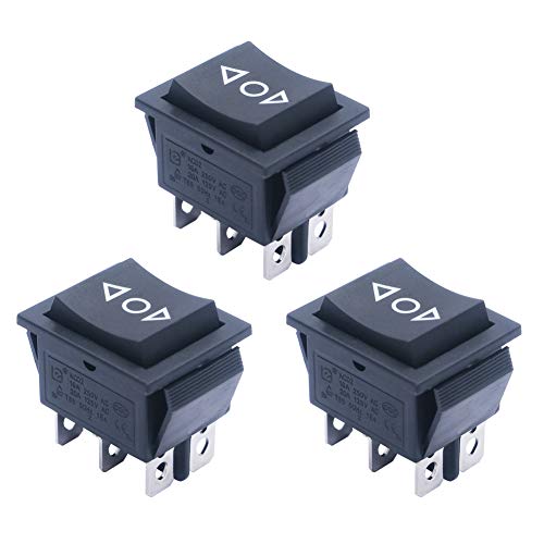 mxuteuk 3Stücke 12V Momentan Wippschalter 6polig Motor Polarität Umkehrschalter Steuerung Automatischer Reset Kippschalter 20A 3Position 6Pin (EIN)/AUS/(EIN) DPDT-Motorsteuerung schalter KCD2-223-JT von mxuteuk