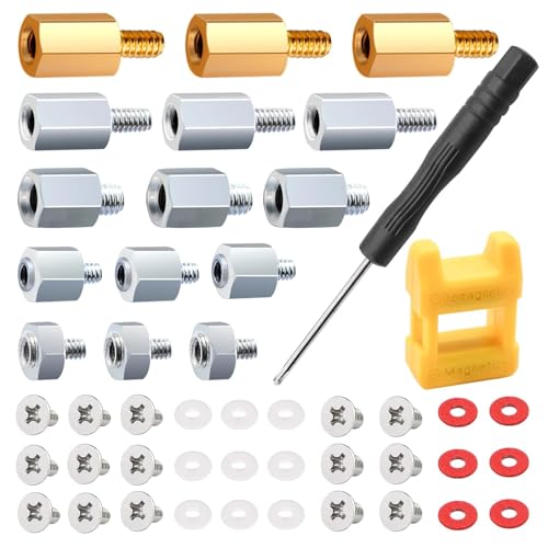 mxuteuk 47PCS M.2 SSD Schrauben Kit NVMe Schrauben M.2 Halterung Schrauben und M.2 Schrauben SSD Montage Schrauben mit magnetischen Schraubendreher für die Reparatur von Laptops und DIY von mxuteuk