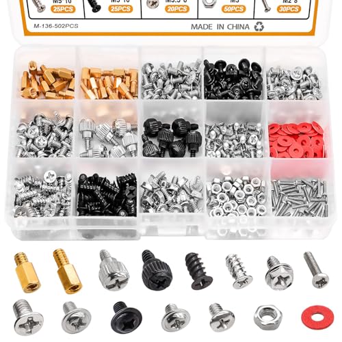 mxuteuk 502-stückiges Schrauben-Set für Computer: Hauptplatine, Laptop, Gehäuse, Lüfter, Festplatten und SSD; Ersatzteile für ATX-Gehäuse von mxuteuk